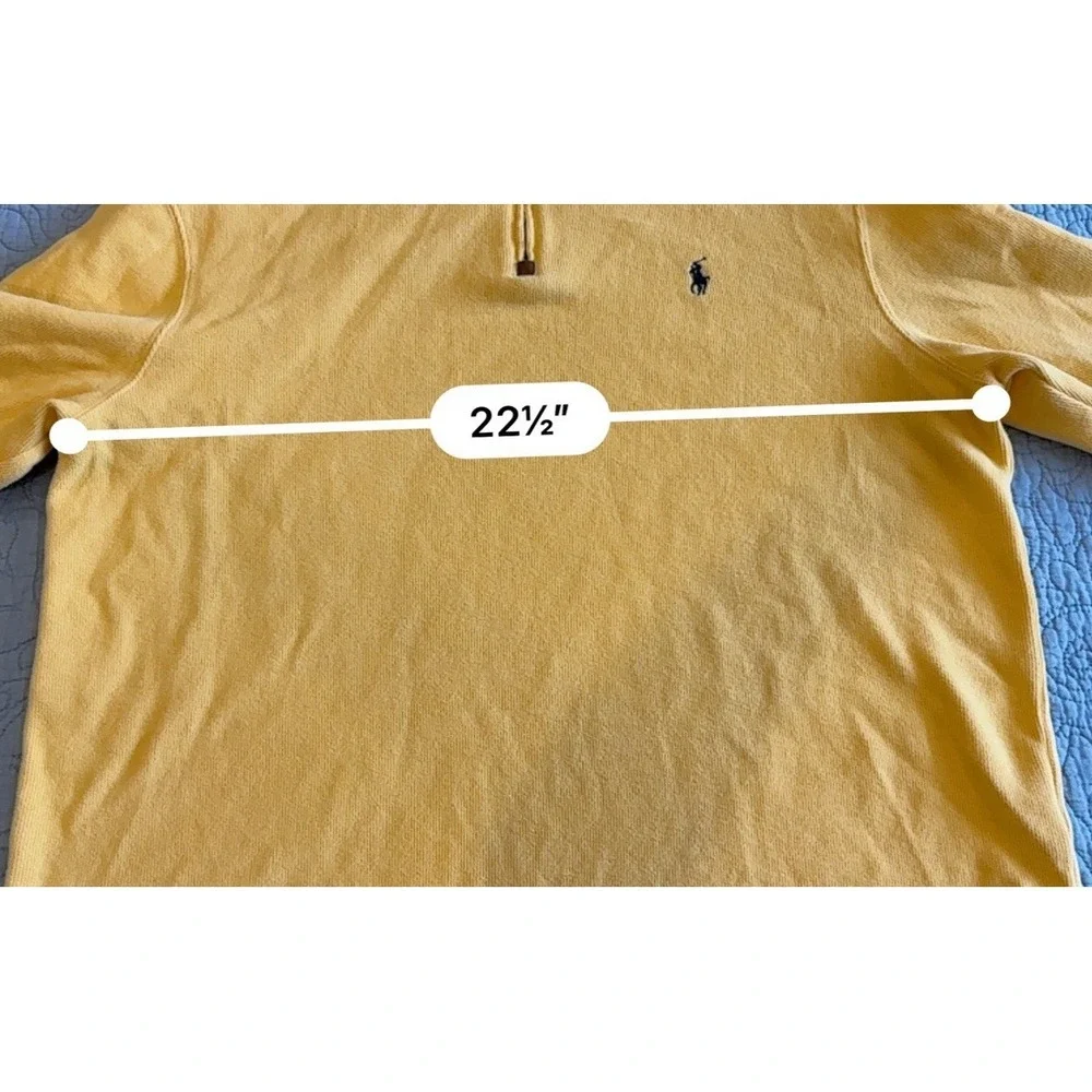Polo Ralph Lauren Mens Large Long Sleeve 1/4 Zip Pullover Yellow Sweater
